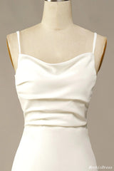 Simple Long Soft Satin Ivory Beach Wedding Dresses Summer Wedding Gown UK