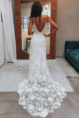 Hot Lace Boho Wedding Dresses Sweetheart Spaghetti Strap Beach Wedding Dresses