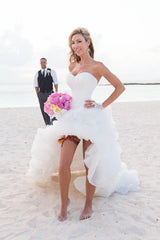 Gorgeous Beach White Short Wedding Dresses Hi Low Flattering Corset Bridal Gowns