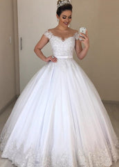 Luxurious Beading Appliques Off-the-Shoulder Tulle Wedding Dress