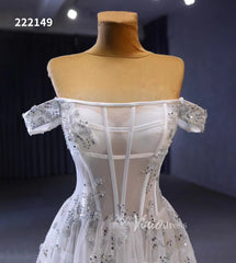 Beaded Floral Wedding Dresses Off the Shoulder 222149