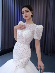 Beaded Mermaid Wedding Dresses Puffed Sleeve Bridal Dress 231009