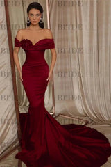 Beaded Off-the-Shoulder Mermaid Evening Gown with Ruffle