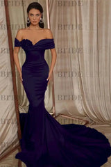 Beaded Off-the-Shoulder Mermaid Evening Gown with Ruffle