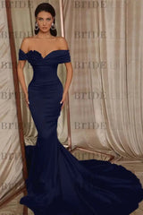 Beaded Off-the-Shoulder Mermaid Evening Gown with Ruffle
