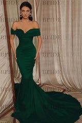 Beaded Off-the-Shoulder Mermaid Evening Gown with Ruffle