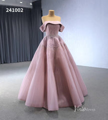 Beaded Ruched Prom Dress Off the Shoulder Wedding Gown 241002