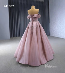 Beaded Ruched Prom Dress Off the Shoulder Wedding Gown 241002