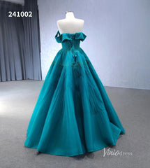 Beaded Ruched Prom Dress Off the Shoulder Wedding Gown 241002