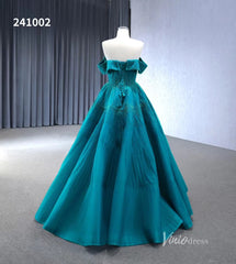 Beaded Ruched Prom Dress Off the Shoulder Wedding Gown 241002