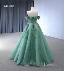 Beaded Ruched Prom Dress Off the Shoulder Wedding Gown 241002