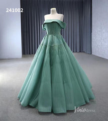 Beaded Ruched Prom Dress Off the Shoulder Wedding Gown 241002