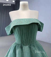 Beaded Ruched Prom Dress Off the Shoulder Wedding Gown 241002