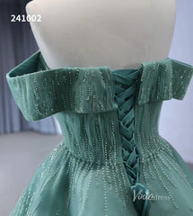 Beaded Ruched Prom Dress Off the Shoulder Wedding Gown 241002