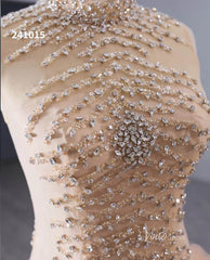 Beaded Ruffled Wedding Dresses High Neck Sleeveless Prom Dresses 241015