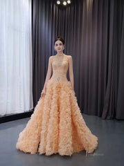 Beaded Ruffled Wedding Dresses High Neck Sleeveless Prom Dresses 241015