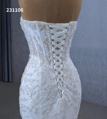Beaded Strapless Mermaid Wedding Dresses Removable Sleeves 231106