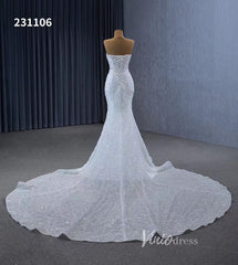 Beaded Strapless Mermaid Wedding Dresses Removable Sleeves 231106