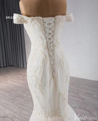 Beaded Tulle Mermaid Wedding Dresses Off the Shoulder Corset Back 241116