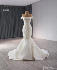 Beaded Tulle Mermaid Wedding Dresses Off the Shoulder Corset Back 241116