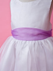 Hocille Beautiful A-Line Satin Sleeveless Jewel Flower Girl Dress with Buttons