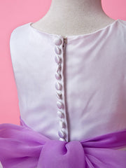 Hocille Beautiful A-Line Satin Sleeveless Jewel Flower Girl Dress with Buttons