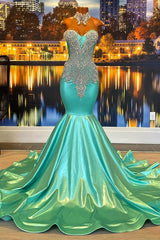 Mooie high-neck sweetheart mouwloze zeemeermin prom-jurk met kralen
