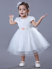 Hocille Beautiful Jewel Ball Gown Flower Girl Dress with Satin Tulle and Beadings Embroidery