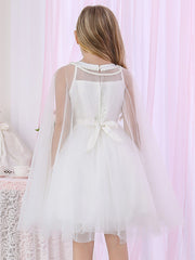 Hocille Beautiful Lace Satin Flower Girl Dress With Pearls Beadings