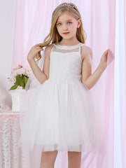 Hocille Beautiful Lace Satin Flower Girl Dress With Pearls Beadings