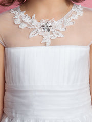 Beautiful Princess A-Line Floor Length Flower Girl Dress with Beading Appliques