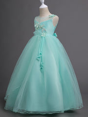Hocille Beautiful Princess Wedding Flower Girl Dress with Belt Appliques