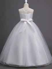 Hocille Beautiful Princess Wedding Flower Girl Dress with Belt Appliques