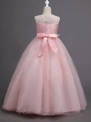 Hocille Beautiful Princess Wedding Flower Girl Dress with Belt Appliques