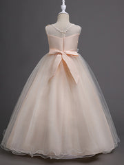 Hocille Beautiful Princess Wedding Flower Girl Dress with Belt Appliques