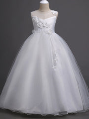 Hocille Beautiful Princess Wedding Flower Girl Dress with Belt Appliques