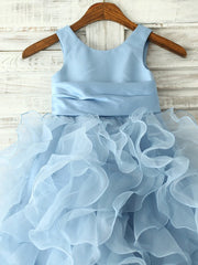 Hocille Beautiful Sleeveless Jewel Neck Flower Girl Dress With Sash & Ribbon Flower