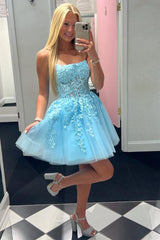Hot Pink Tulle Strapless A-Line Short Gown with Appliques