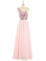 Sequins Bodice Chiffon Skirt Dress Rose Gold