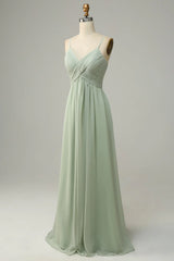 Spaghetti Straps Sleeveless Bridesmaid Dress
