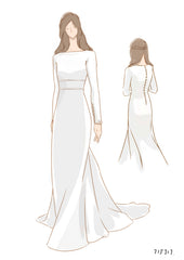 Jessamy | Modest Long Sleeve Satin Wedding Dress With Sweep Train