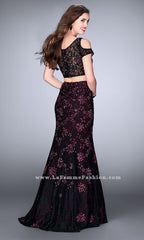 Two-Piece La Femme Long Lace Prom Dress
