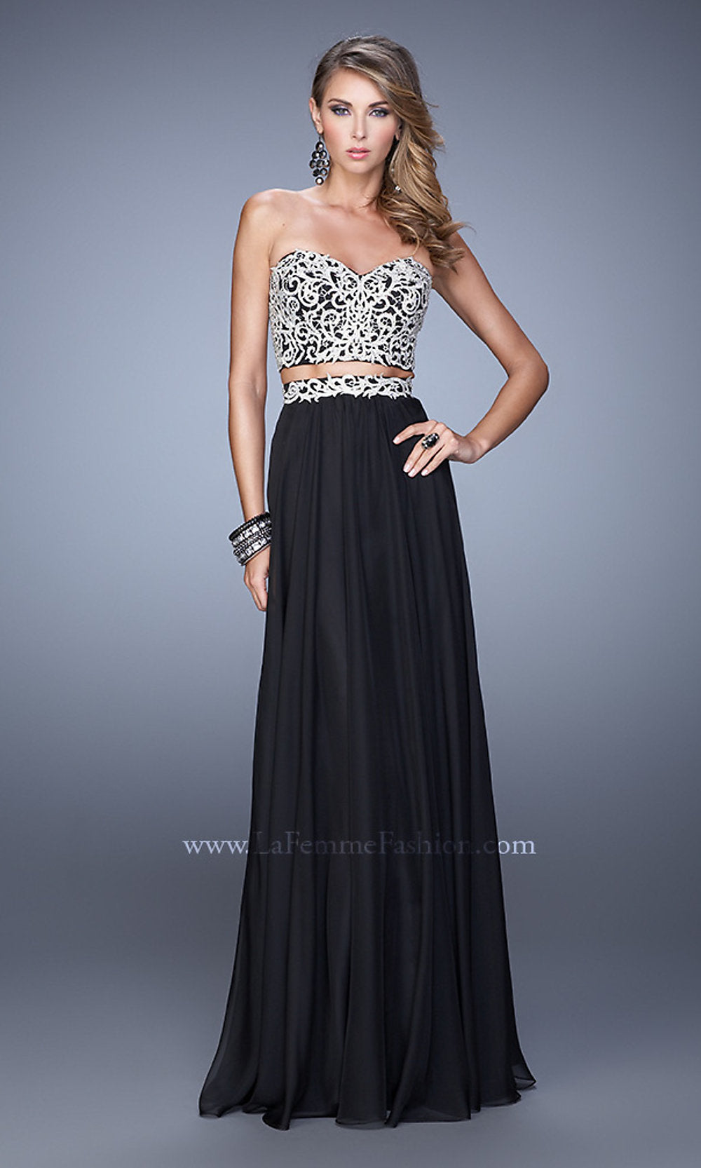 La Femme Two-Piece Long Formal Prom Dress