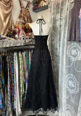 Black Elegant Vintage Prom Party Gown A Line Evening Dress
