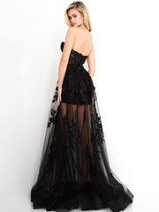 Black Gothic Wedding Dresses A-Line Strapless Sleeveless Lace Bridal Gown