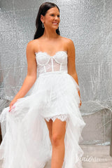 Black High-Low Sheer Lace Homecoming Dresses Ruffled Spaghetti Strap Party Dress SD1659