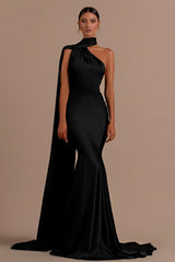 Black High Neck Mermaid Prom Dress with Open Back