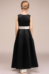 Black Jewel Sleeveless Flower Girl Dress