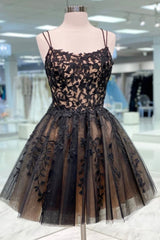 Robe de bal courte en dentelle noire, jolie robe de fête de retour en ligne