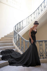 Stunning Spaghetti Straps Wedding Dress | Mermaid Chiffon Lace Bridal Dress